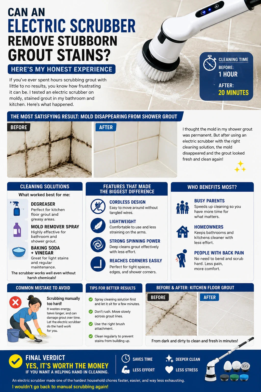 Can an Electric Scrubber Remove Stubborn Grout Stains? Here’s My Honest Experience